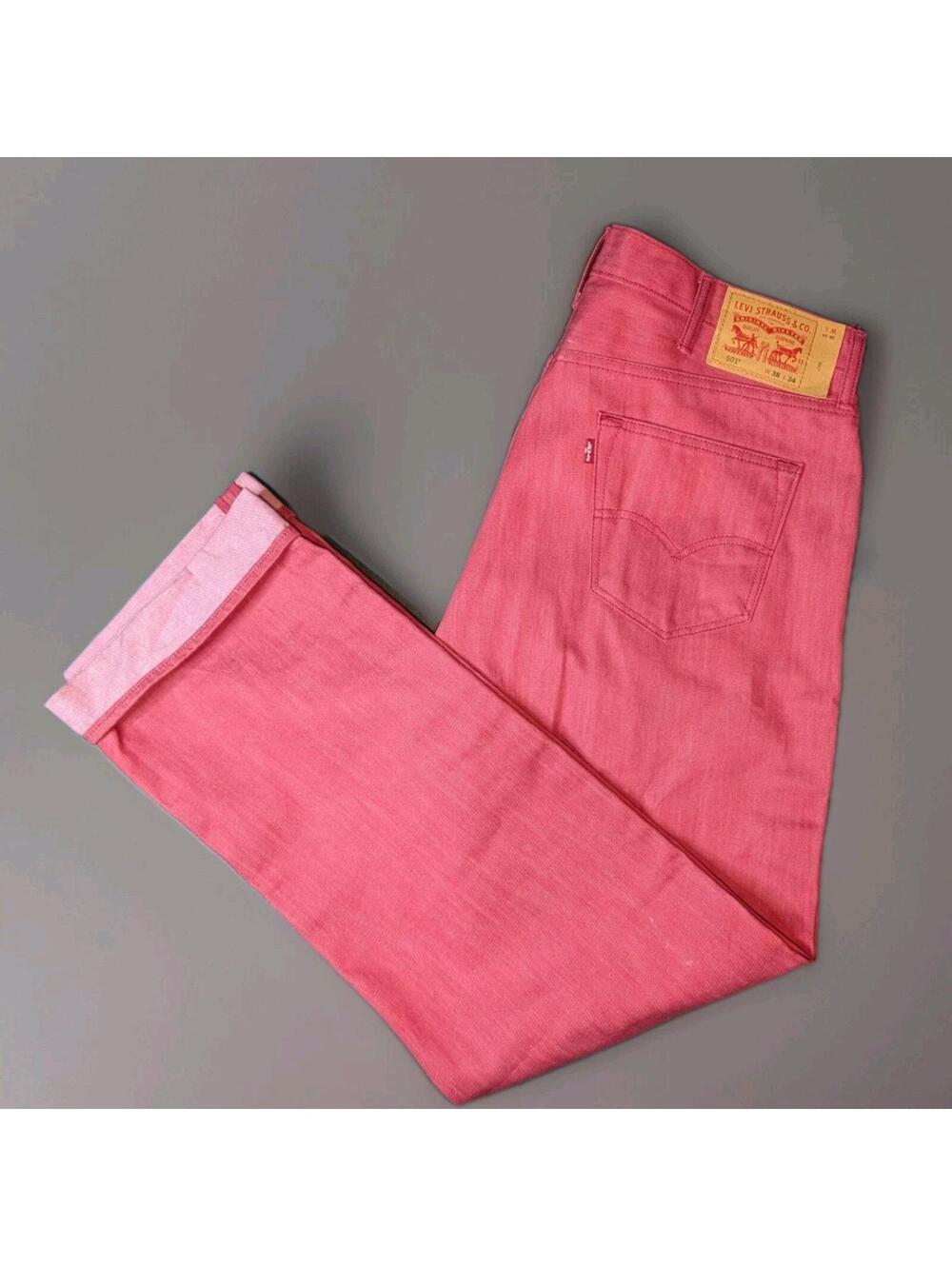 Men's Levi's 501 Jeans Red 38x34 Button Fly Nwot